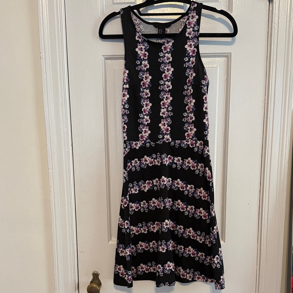 Zara Black and Pink Floral Mini Dress